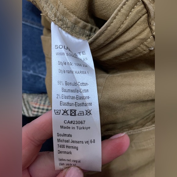 Soulmate Women's Tan Wide Leg Cargo Pants Scandi Girl Cabincore size 12 or 40 eu - Picture 4 of 9